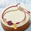 Fashion Hand-Woven Strawberry Quartz Bracelet Lucky Peach Blossom Red Rope Adjustable Ins Style Minority Design Gift Jewelry