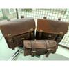 Echtes Vintage Ziegenleder COMBO Motorrad 3 Satteltaschen Packtaschen Vordergabel