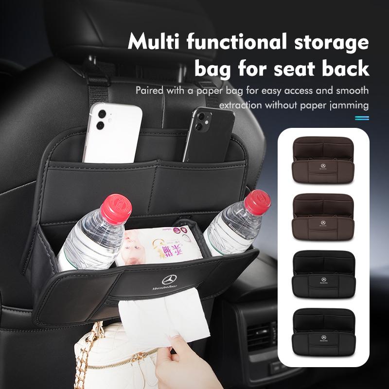Leather Car Headrest Storage Box Backseat Hook Organizer Holder For Mercedes Benz W211 W124 W176 W177 C180 C200 C260 C300 GLC