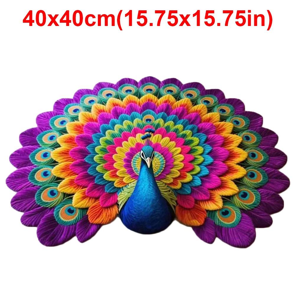 

Special-shaped Peacock Carpet Soft Door Gasket Portable Blanket for Living Room Tea Table Bedside Style 5 -40x40cm
