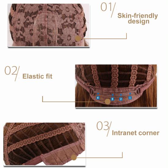 Women Sideswept Bangs Curly Long Full Party Hairpiece Wig Cosplay