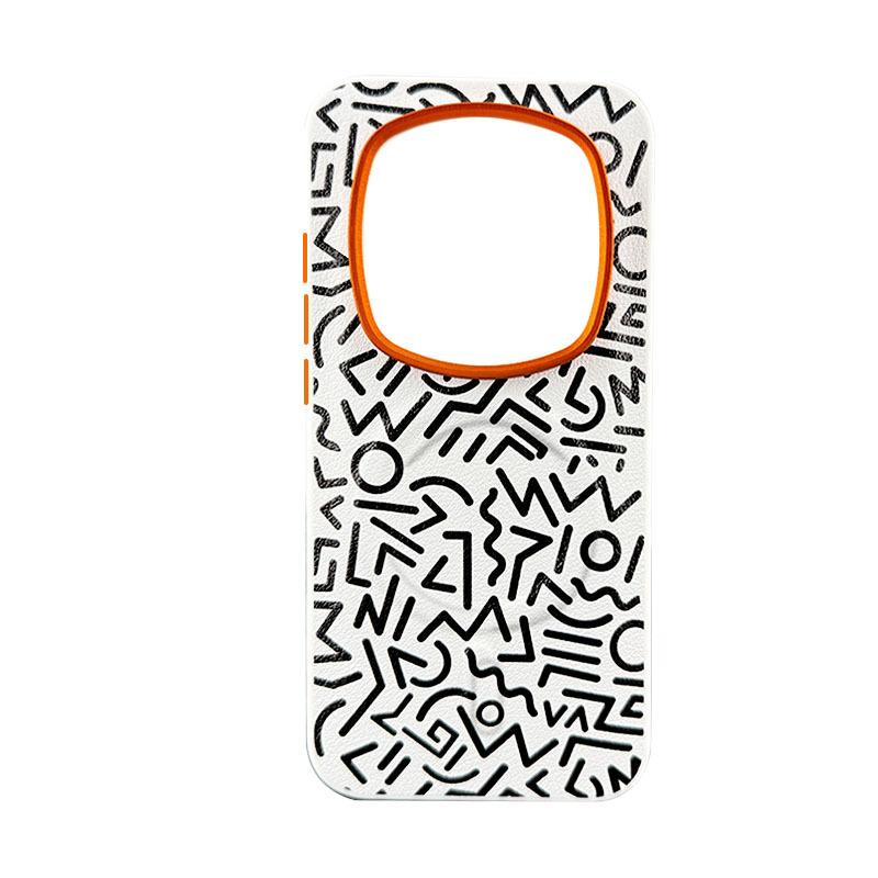 Plain Leather Painted Graffiti Phone Case for Honor Magic 8 RSR Huawei Magic8 Pro Air Magnetic Suction Shockproof Edge Cover