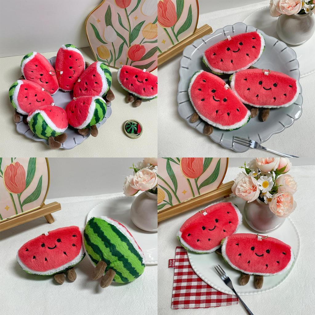 Cute Watermelon Plush Keychain With Pp Cotton Filling For Bag Decoration And Collectors