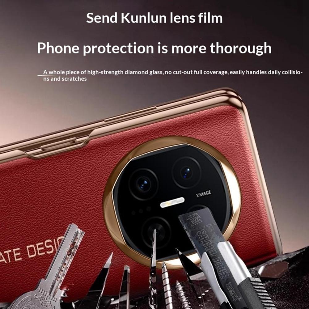 Für Huawei Mate X7 Hülle Litschi-Textur Leder Smart View Flip-Handyhülle Vollschutz Auto Sleep Wake