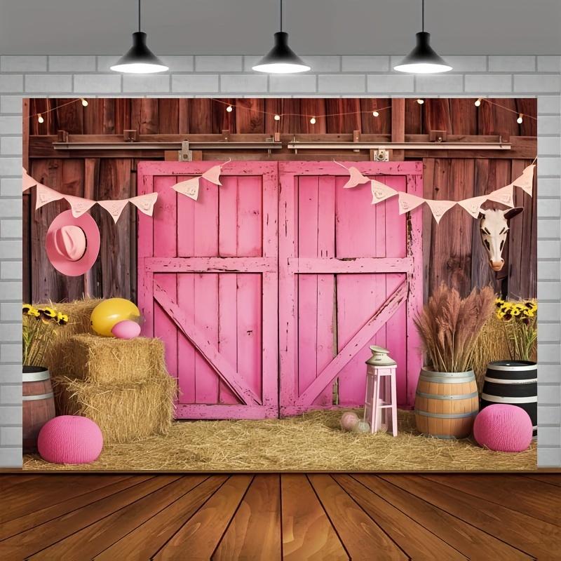 Western cow photography background Pink cowgirl photography background Pink barn background photography 150x130cm