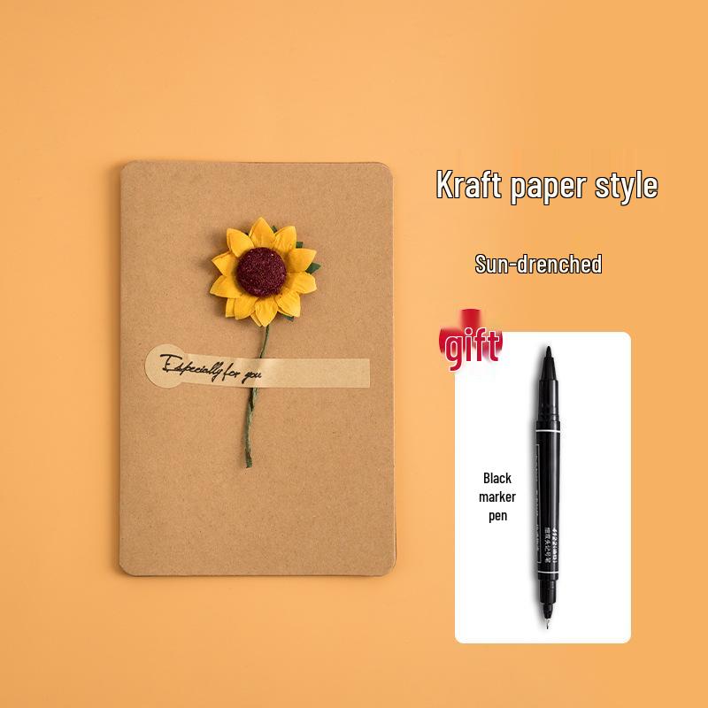 3D Dried Flower Handwritten Greeting Card for Teacher's Day, Love Letters, or Birthday – Perfect for Couples