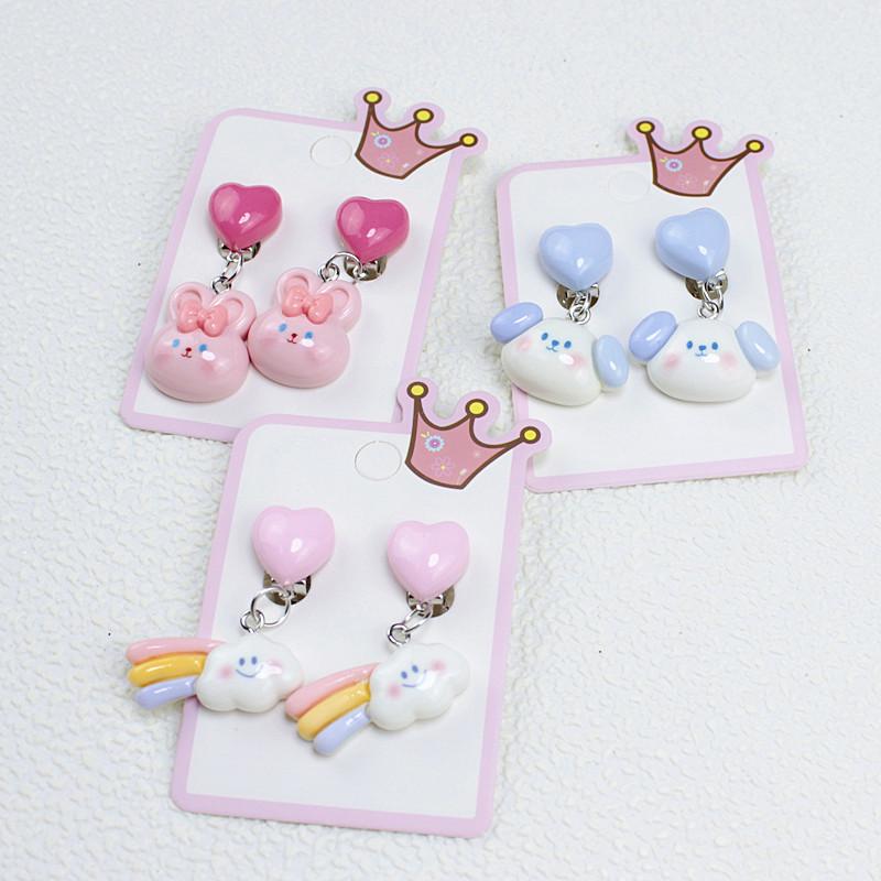 Painless Clip-On Princess Earrings for Girls – Cute Cartoon Dangle Jewelry Gift
