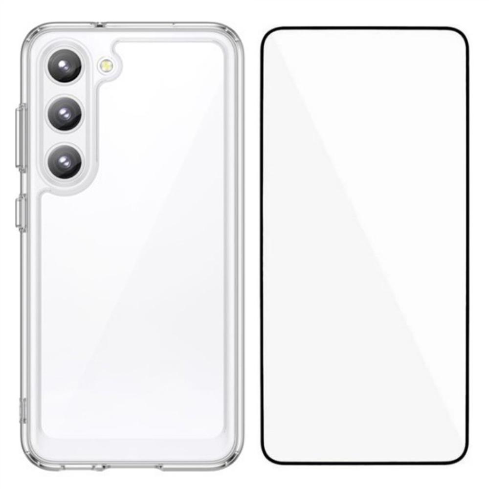 WANLONFENG MF Series for Samsung Galaxy S23 Case TPU+Acrylic Clear Phone Cover with Tempered Glass Film