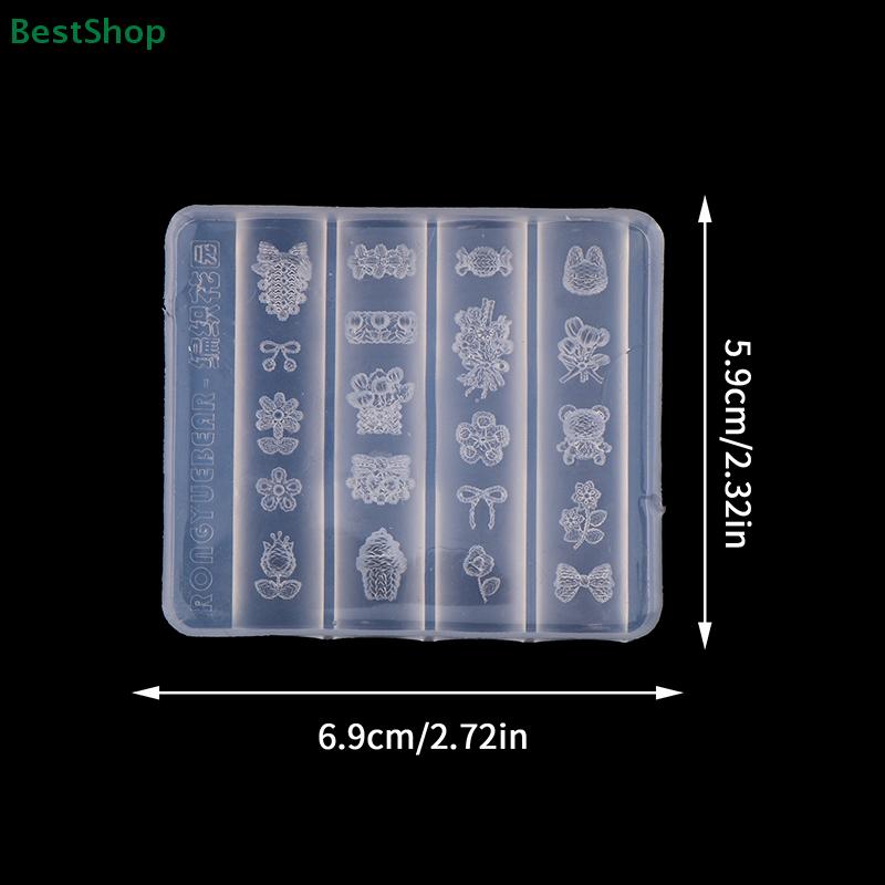 3D Silicone Nail Art Mold Knitted Bow Flower Little Bear Design Nail Art Decor Transparent Manicure Template