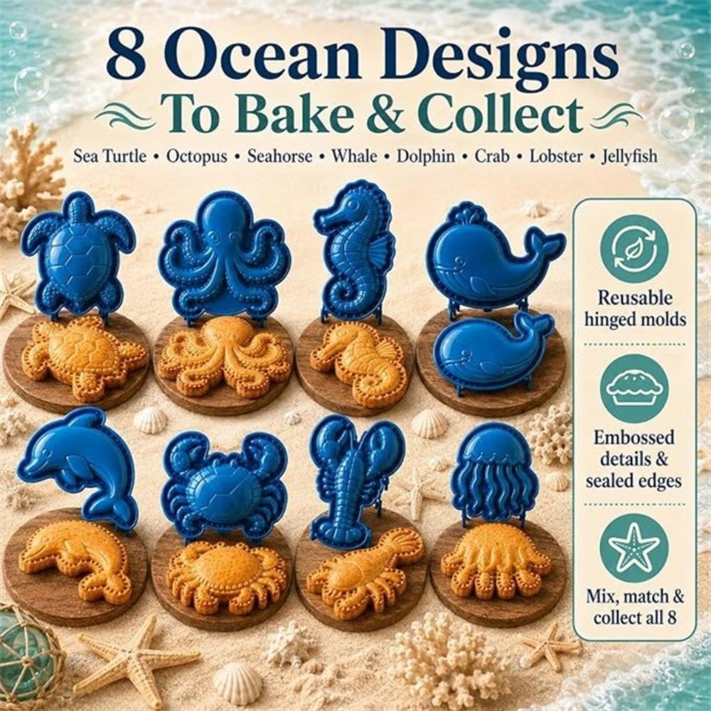Sea Life Ocean Filled Pie Press Collection DIY Cookie Emboss Mold  Home Kitchen Baking