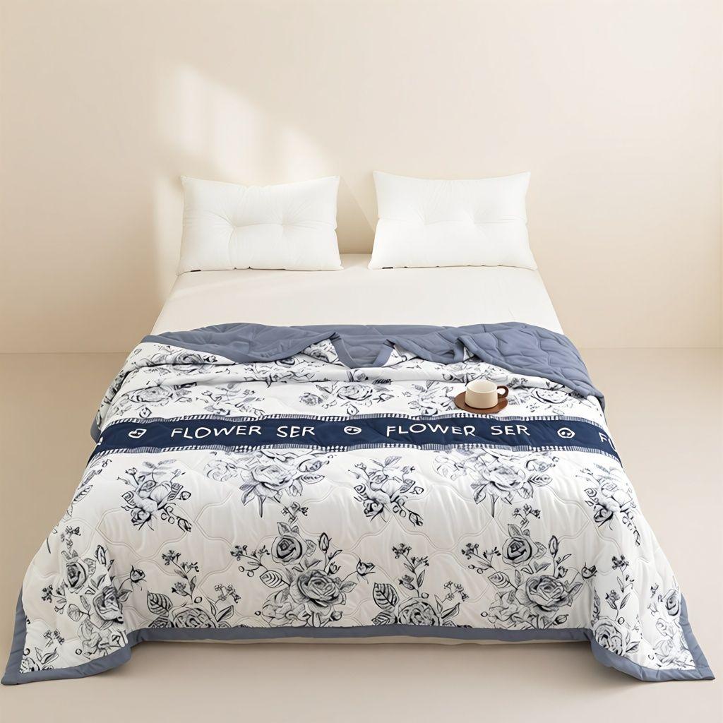Soft Skin Friendly Summer Quilt Set or Single Quilts Lightweight Breathable Thin Comforter Sets Washable Single Double Blanket