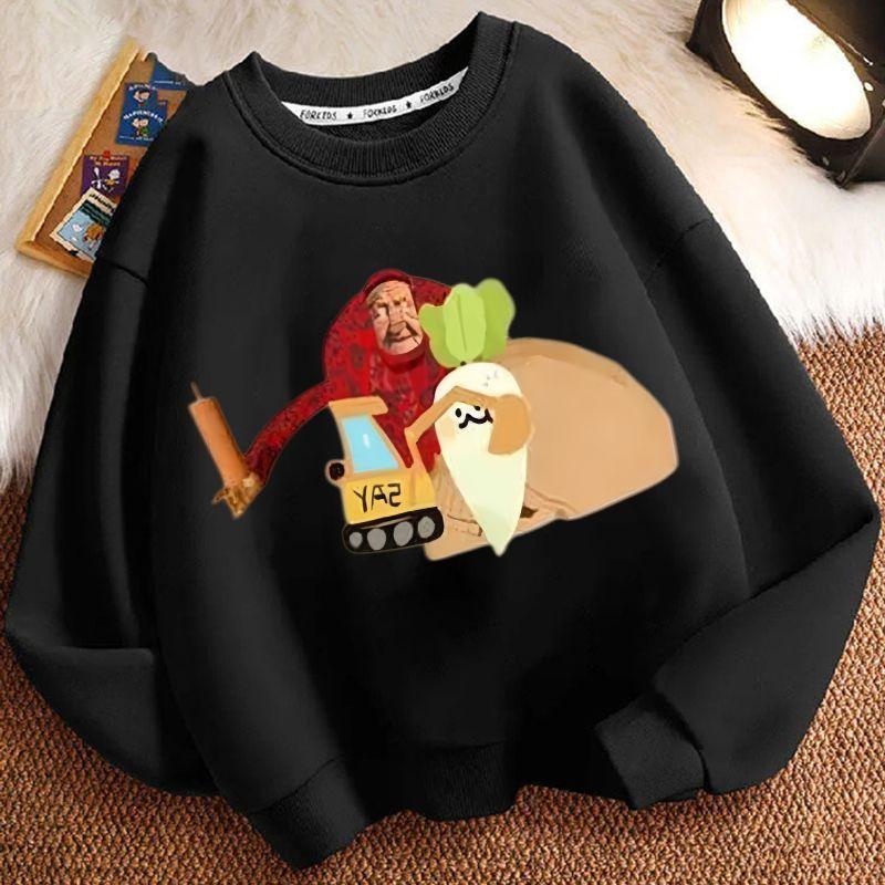 Children's Fashion John's Farm Hoodies for Autumn and Winter, Casual Round-neck Hoodies for Boys and Girls