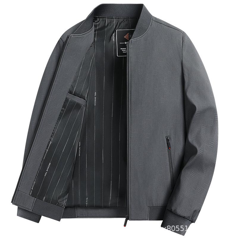 Civil Servant Executive Jacket Men Spring and Autumn Middle-aged Dad Business Baseball Collar Texture Jacket