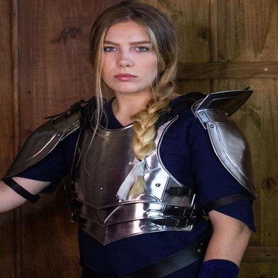 Lady Armor Jacket With Shoulder Plates 18 Gauge Steel Handmade Perfect For Cosplay Female Armor Set Halloween Lady Suit For Women