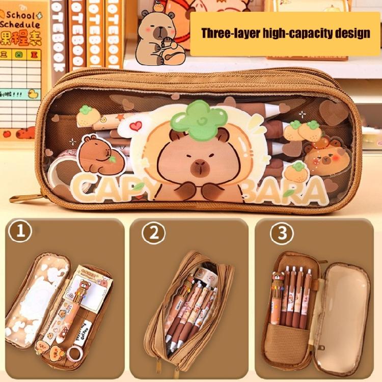 Multifunctional Compartment Pencil Case Student Large Capacity Stationeries Storage Bag Zippers Pencil Storage Pouches