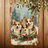 Vintage Christmas Corgi Metal Tin Sign Wall Art 20x30cm Home Gym Cafe Decor