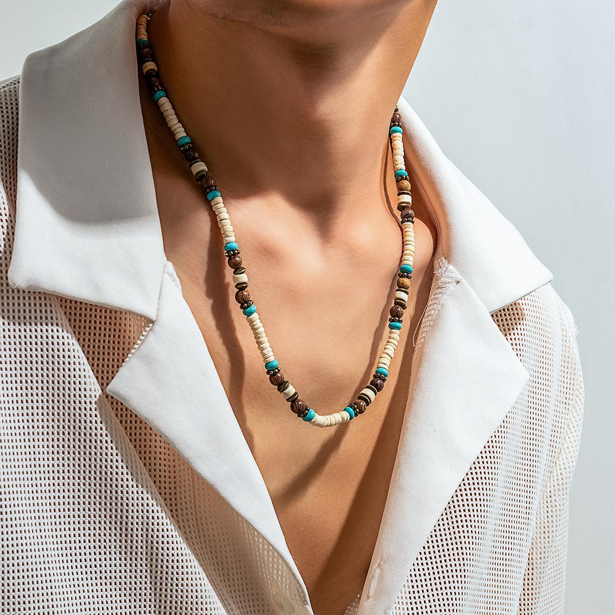 

Multi Color Small Wood Beads Chains Necklace for Men Trendy Beaded Collar on Neck Accessories Short Choker 2026 Fashion Jewelry