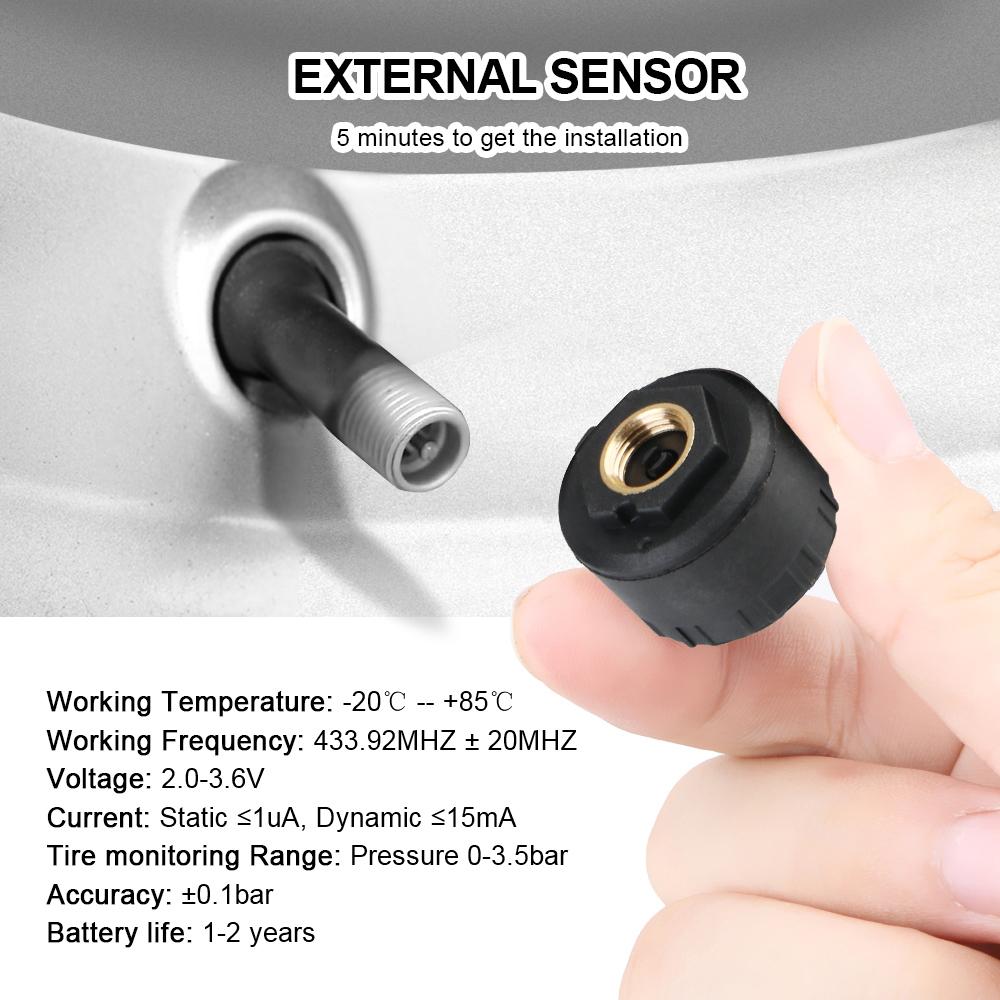 Digital LCD Display Universal Smart Car TPMS Tyre Pressure Monitoring System Auto Security Alarm Solar Charging