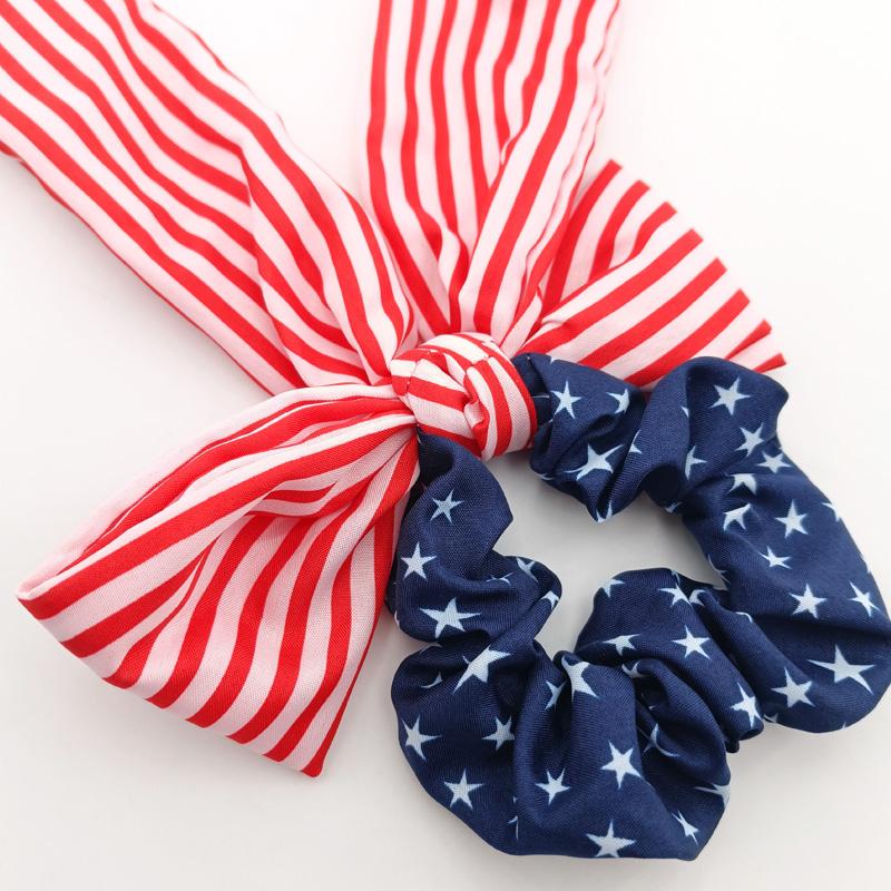 American Flag Red Blue and White Girl Ribbon American Independence Day Hair Band Women's Rabbit Ear Ribbon Bow Headband