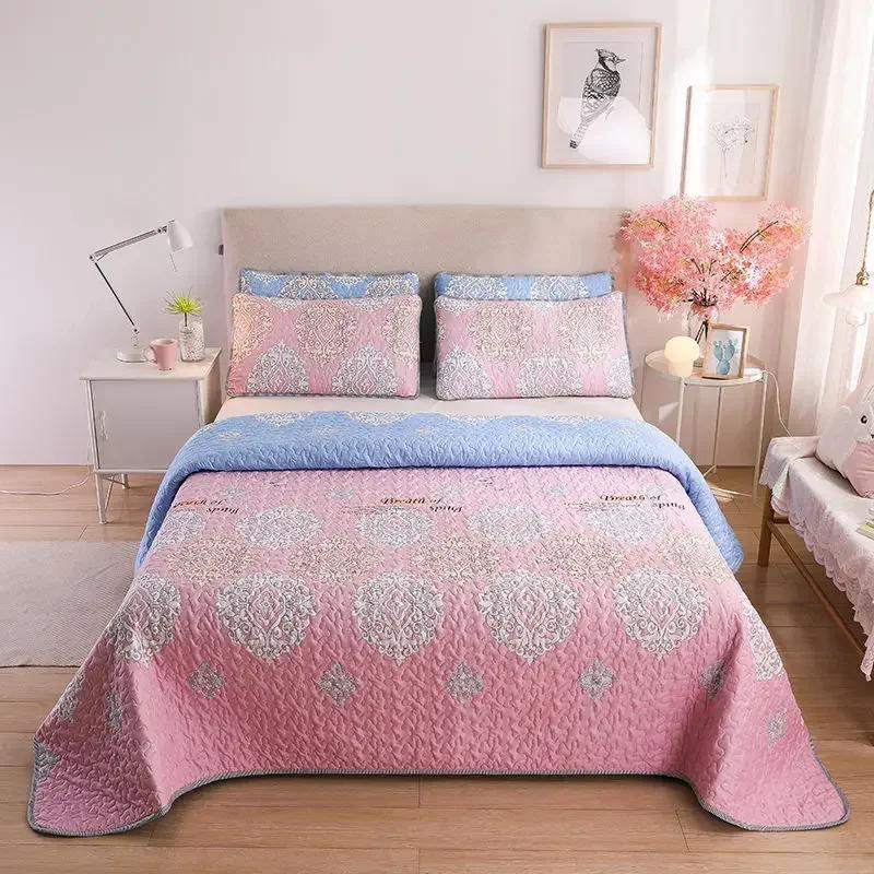 Tagesdecke Gewaschene Baumwolle Gesteppte Bettdecke Queen King Size Ländlicher Stil Rutschfestes Laken Decke Steppdecke Warm Bedruckte Bettwäsche
