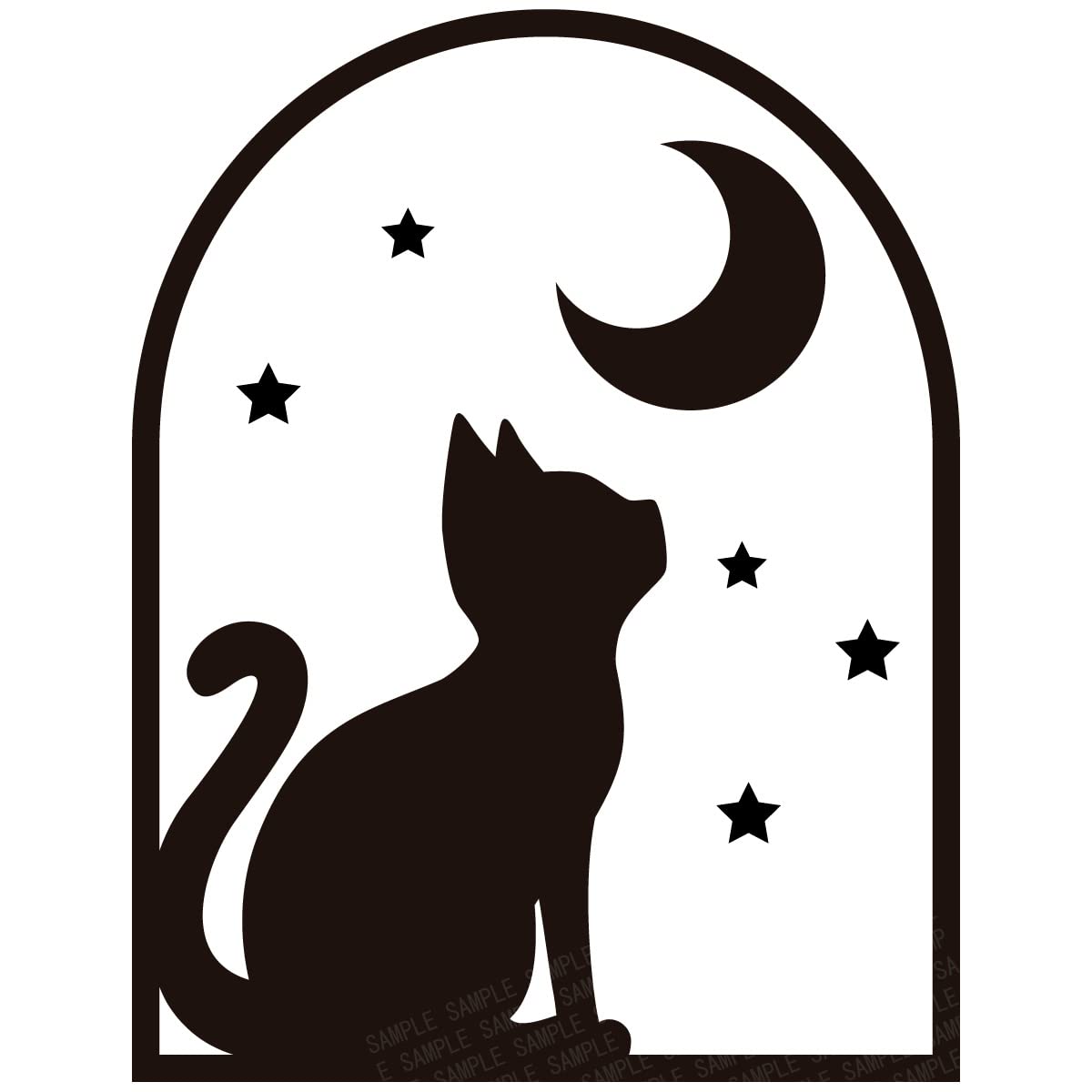 

Cat and Window Cutting Sticker, Cat and Night Sky Design, Car Sticker, Decal, For чёрный