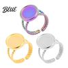 Round Metal Ring Base Stainless Steel Adjustable Blank Cabochon DIY