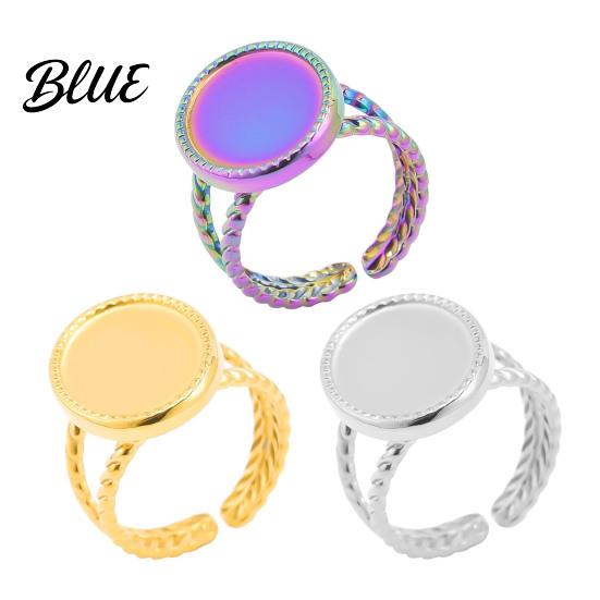 Round Metal Ring Base Stainless Steel Adjustable Blank Cabochon DIY