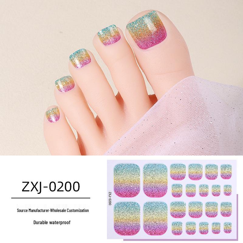 Summer Rainbow Ombre Glitter Waterproof Toenail Stickers