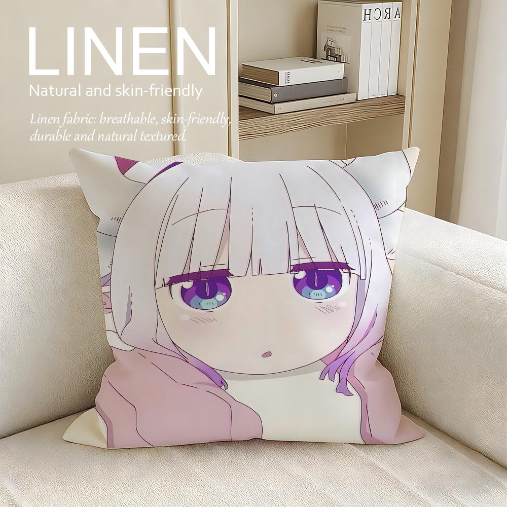 Miss Kobayashis Dragon Maid Cushion Cover Linen Decorative Pillowcase Set Pcs x Breathable Washable Sofa Cushion Cover