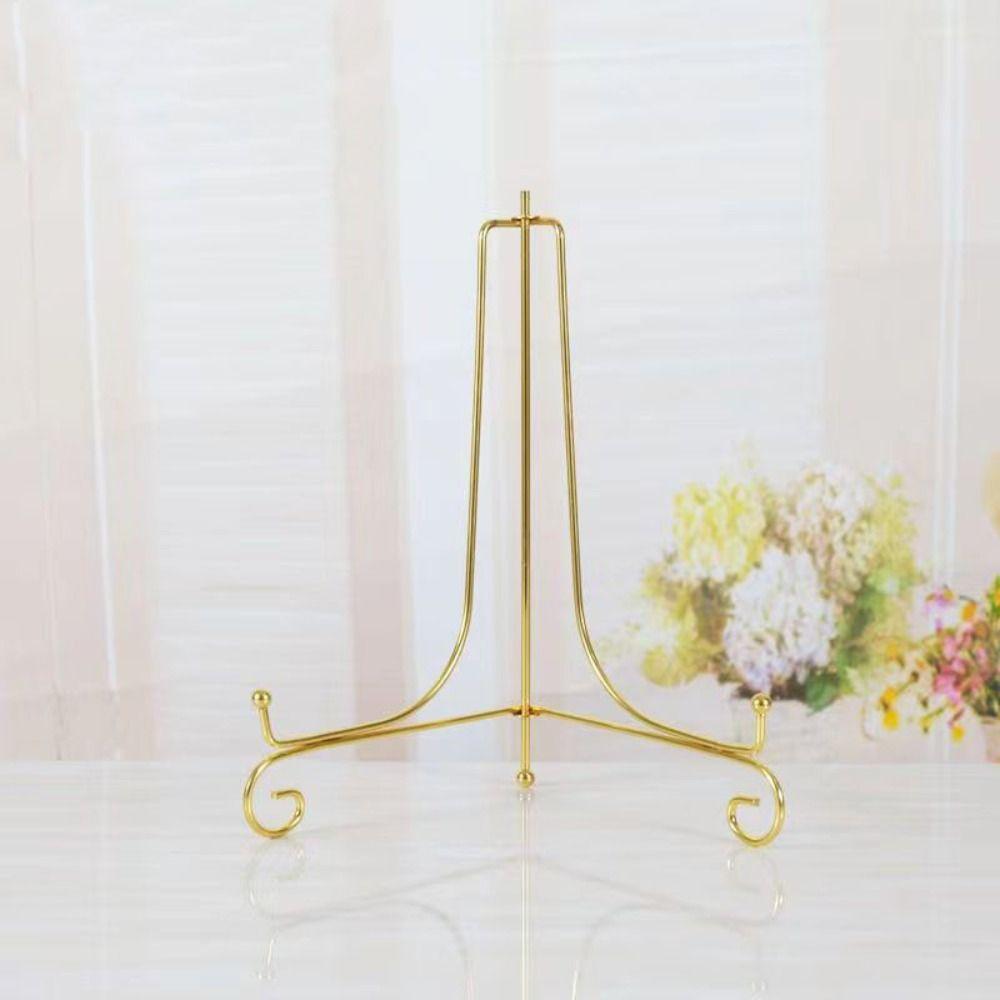 

Складная золотая железная витрина, небольшая подставка для фотографий, практичная стойка для тарелок с картинками, кулинарные книги