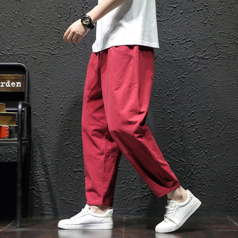 Pantaloni Casual de Vară Mărimi Mari Bărbat Pantaloni Cropped Japonezi Trendy Pantaloni Largi Bărbați 5xl