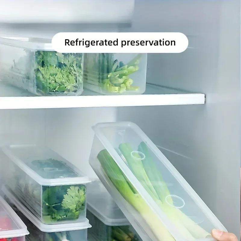 Refrigerator Fresh-keeping Storage Boxes Plastic Vegetable Scallions Food Container with Lid Kitchen Transparent Organizer