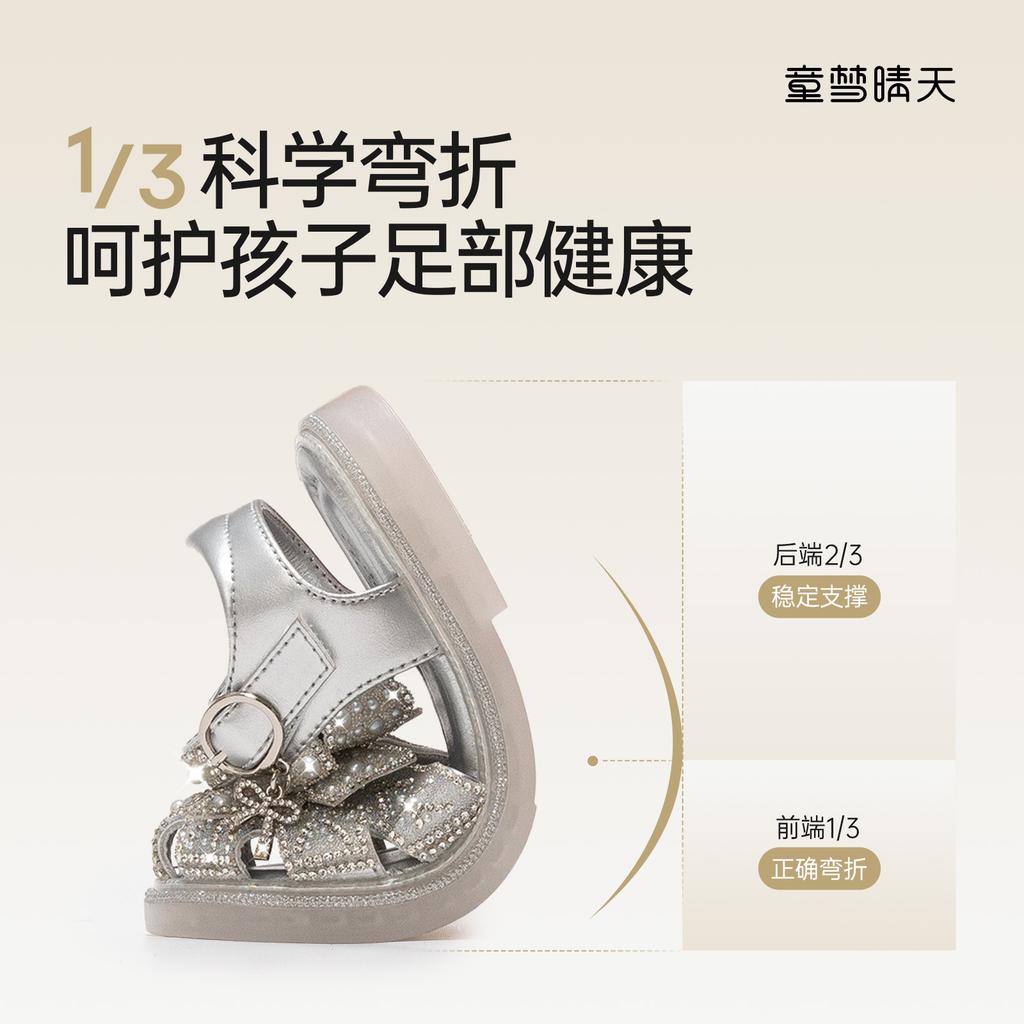 Size 26-37, Girls' Princess Shoes 2025 New Summer Models, Children's Elsa Crystal Shoes, Women's Treasure Bag Head Sandals Soft Sole