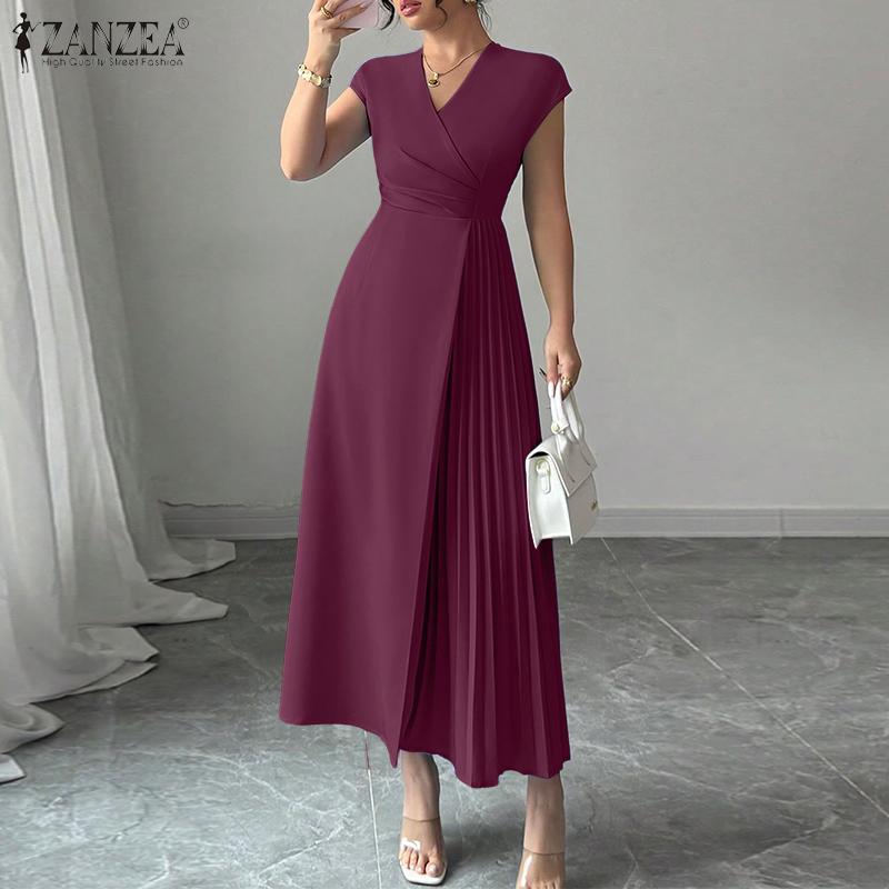 ZANZEA Women Summer Casual V-Neck Sleeveless Slim Dress