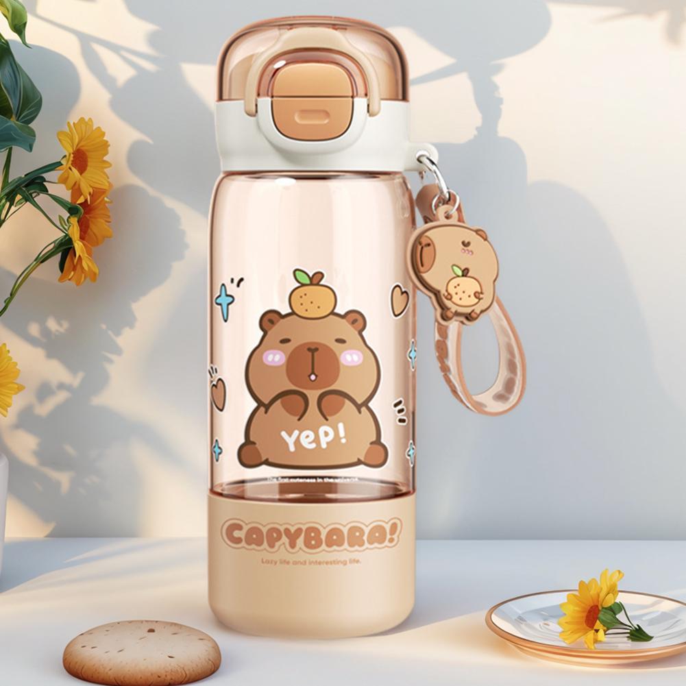 Kreskówkowa Kapibara Szczelny Bidon ze Słomką i Paskiem do Noszenia Plastikowy Kubek z Kapibarą Szkoła Praca Podróże Wyjścia Artykuły