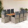 Vidaxl 9-Cz. Set di Mobili da Giardino con Cuscini, Grigio, Rattan PE