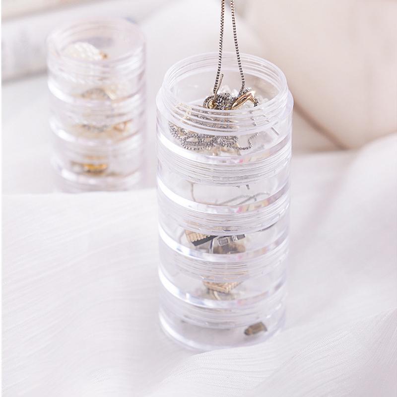 Five-Tier Mini Travel Jewelry Box For Women, Transparent Pill Organizer, Earring Storage Box For Girls;