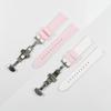 Swatch x Omega compatible rubber strap with type D-buckle, double-line (pink/white lines)