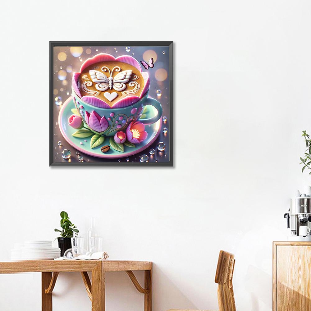Coffee Cup 5D DIY Full Drill Square Diamond Painting Kit for Home Wall Decor