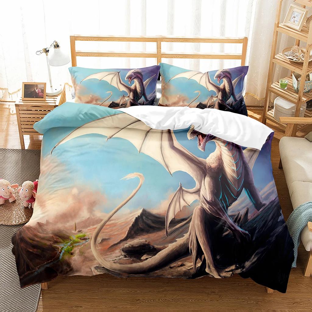 Comforter Cartoon Dragon Fly Dragon Wild Animal Comforter For Kids Boys Men Bedding Set Lightweight Soft