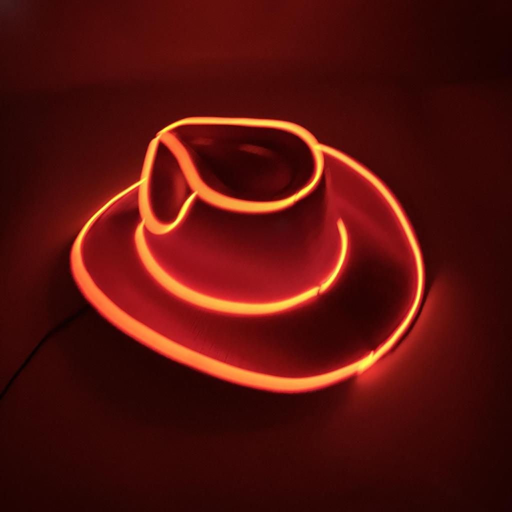 Iridescent LED Light-Up Cowboy Hat for Cosplay & Halloween
