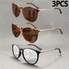 3PCS  Retro Male Round Sunglasses Women Men Brand Designer Cat eye Sun Glasses Alloy Mirror