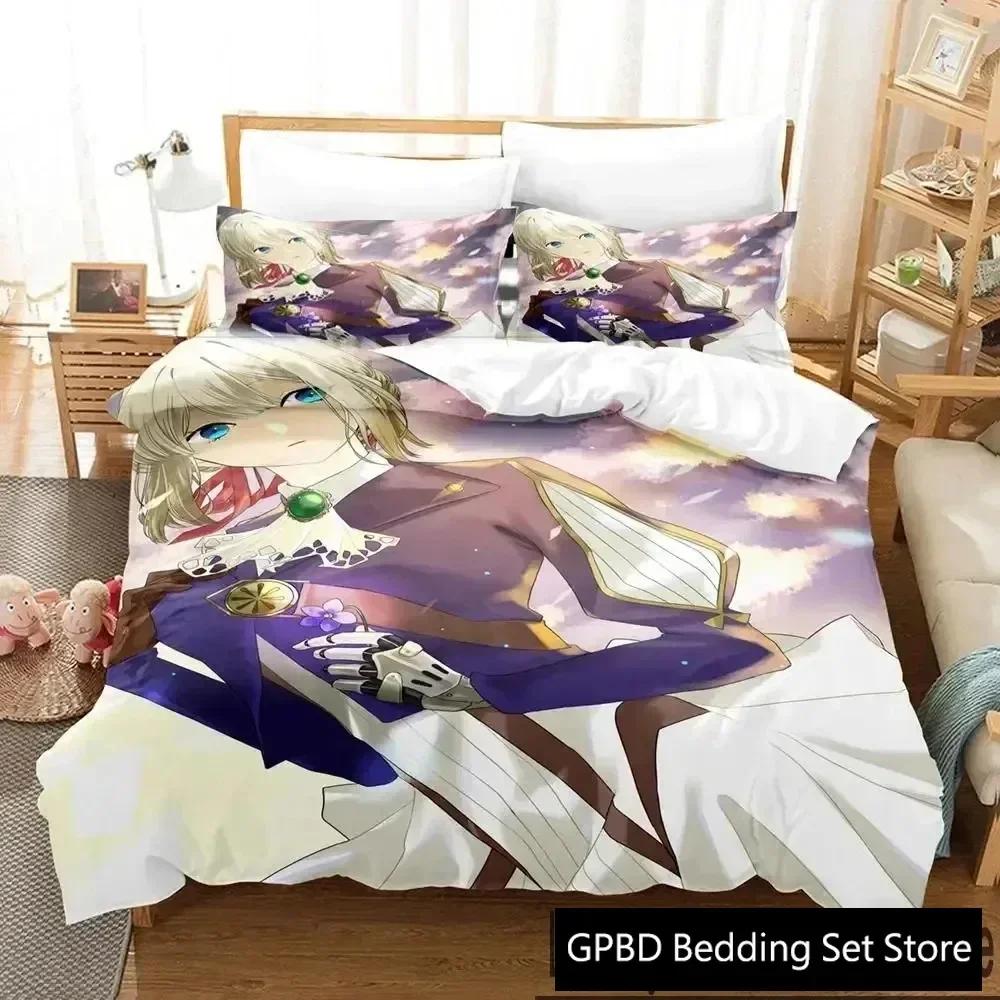 Luxury New 3D Print Anime Violet Evergarden Bedding Set Duvet Cover Bed Set Quilt Cover Pillowcase Queen Boys Adult Bedding Set