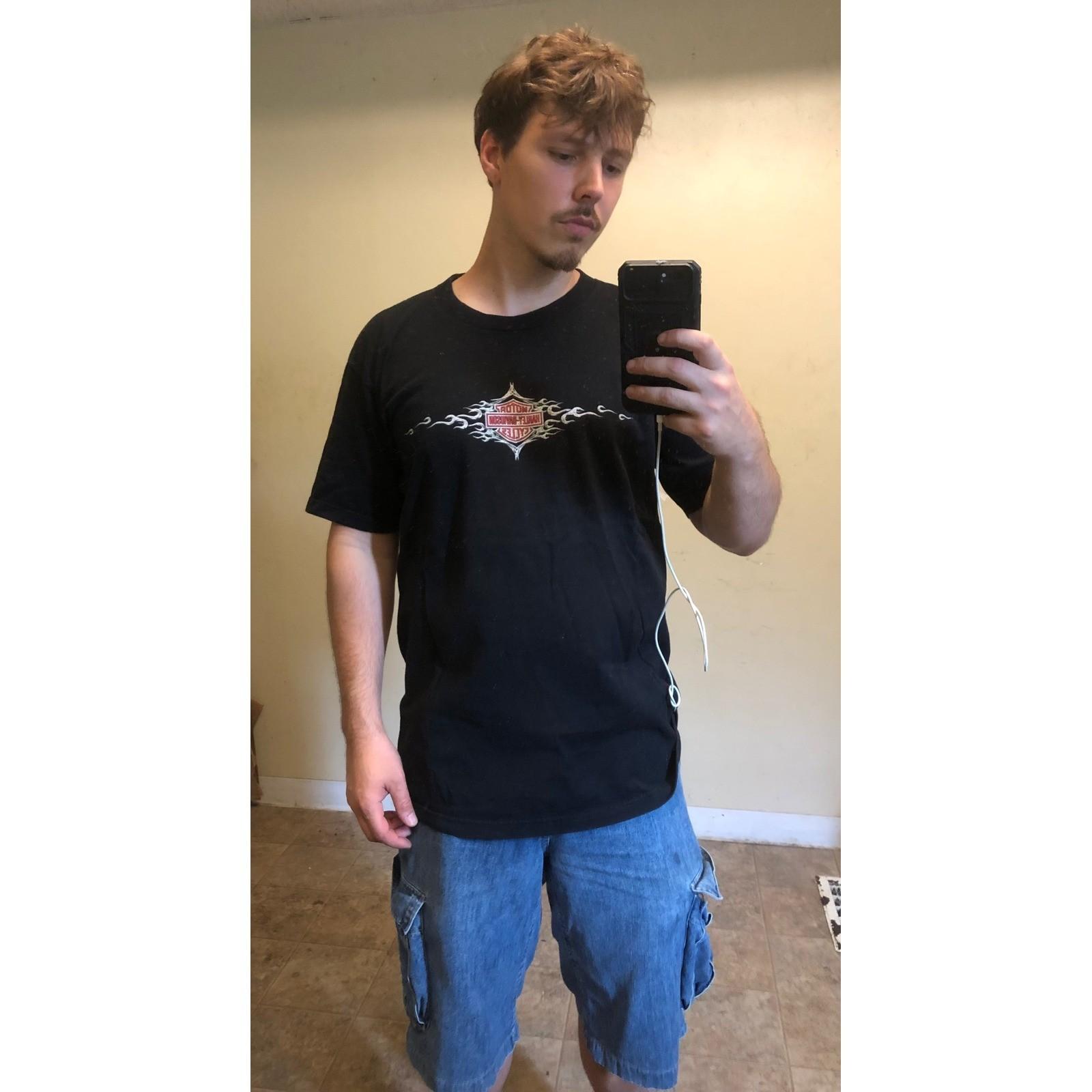 VTG Harley Davidson Chrome Flames Graphic Tee Tribal Early Y2K Grunge Biker Unisex T-Shirt XXXXL