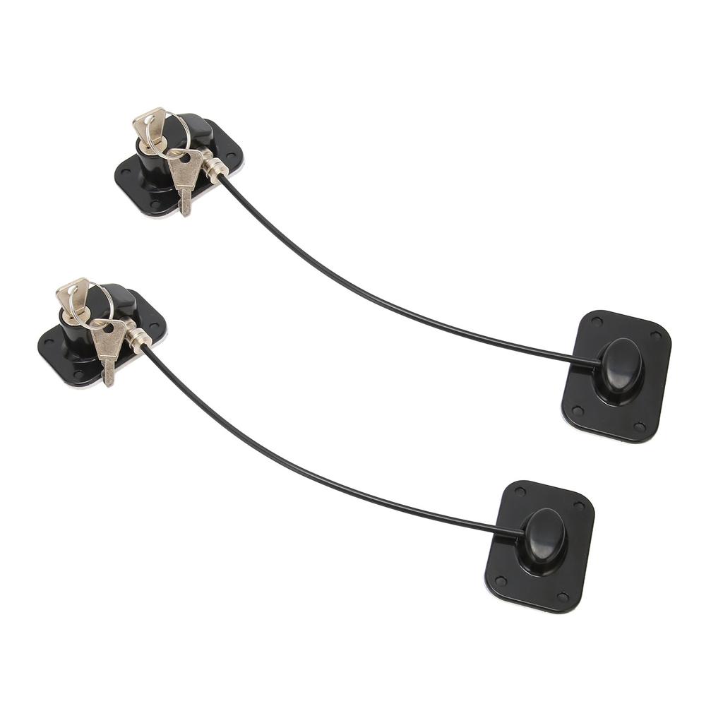 2Pcs Refrigerator Lock 4 Keys Plastic Stainless Steel Easy Mounting Freezer Lock for Cabinet Window Door