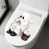 Waterproof Bathroom Surface Covers Halloween Toilet Seat Cover Stickers, Scary 3D Crack Ghost Skeleton Bat Spider Web Stickers Tank Lid Decals, Horror