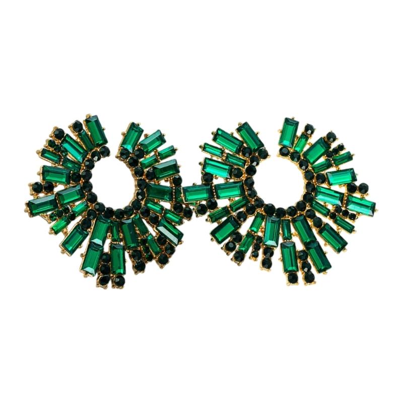 Elegant Alloy Sunflower Earrings With Colorful Rhinestones For Women Party Wedding Daily Wear