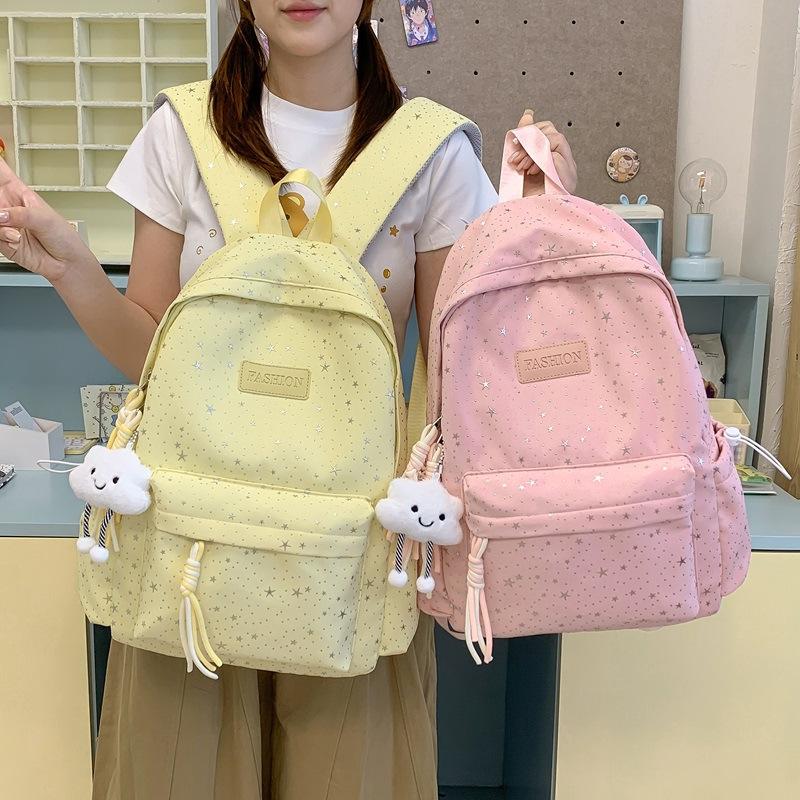 Schoolbag Japanese Ins New Fresh and Sweet Star Schoolbag Large Capacity Lightweight Backpack Junior High School Student Backpack