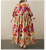 Plus Size Floral Dress Cotton Linen Round Neck Travel Dress Summer Large Size Vintage Loose Bohemian Long Dress Women's Clothing