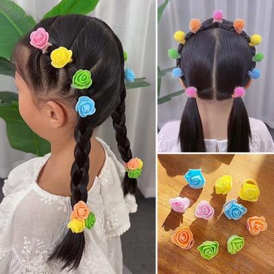 10 ADET Yeni Sevimli Yumuşak Gül Kız Elastik Saç Bantları Saç Aksesuarları Çocuk Saç Tokaları Bebek Başlığı